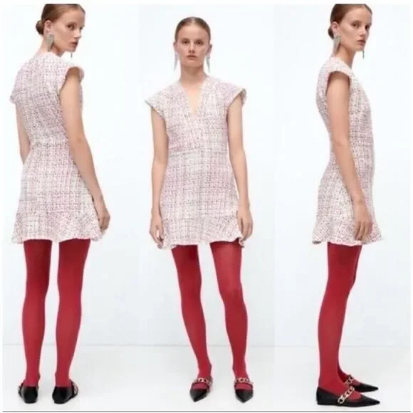 Zara Textured Weave Tweed Mini Dress sz Small - Picture 1 of 13